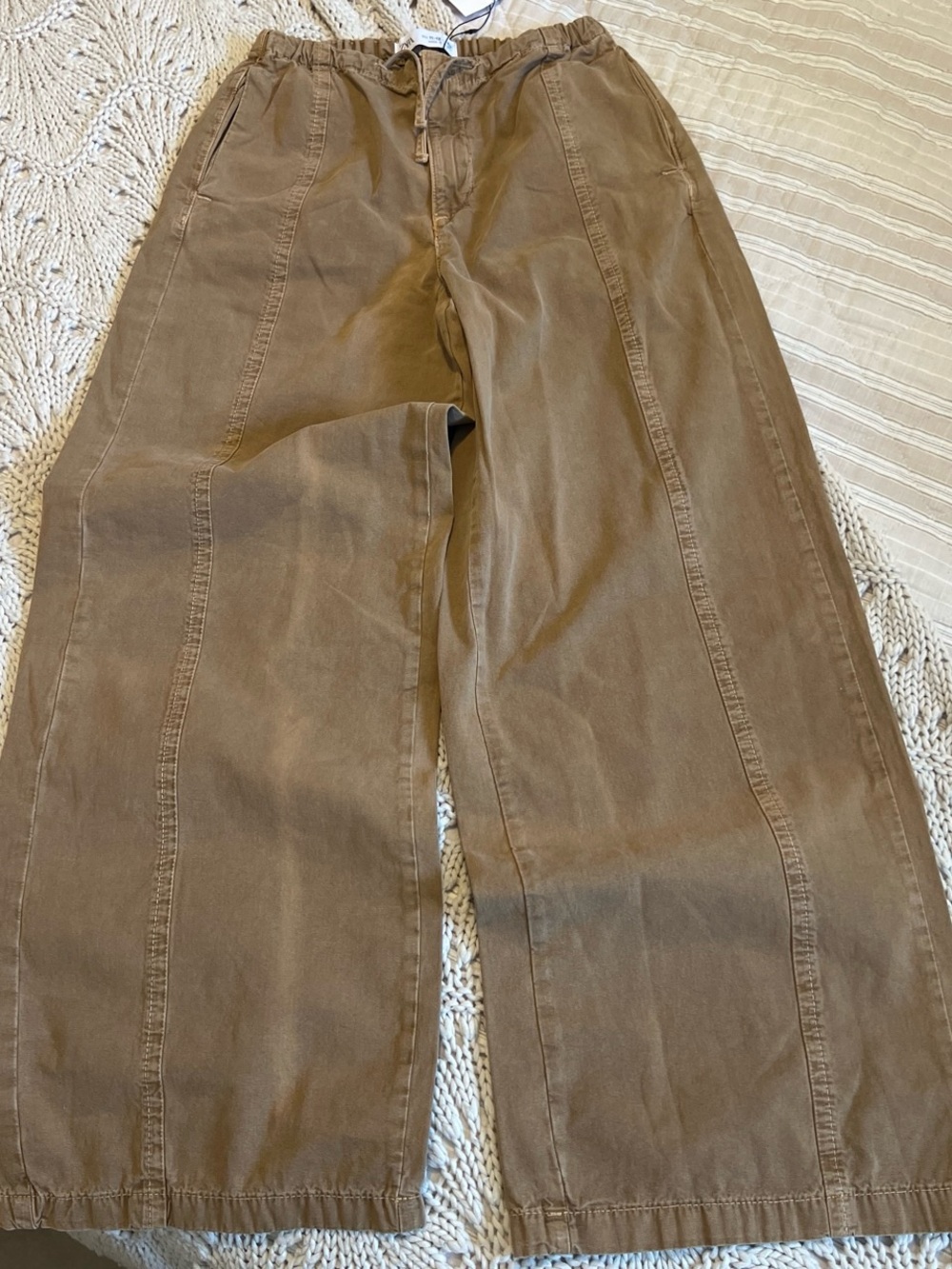 Girls Zara Wide-Leg Drawstring Pants - Brown